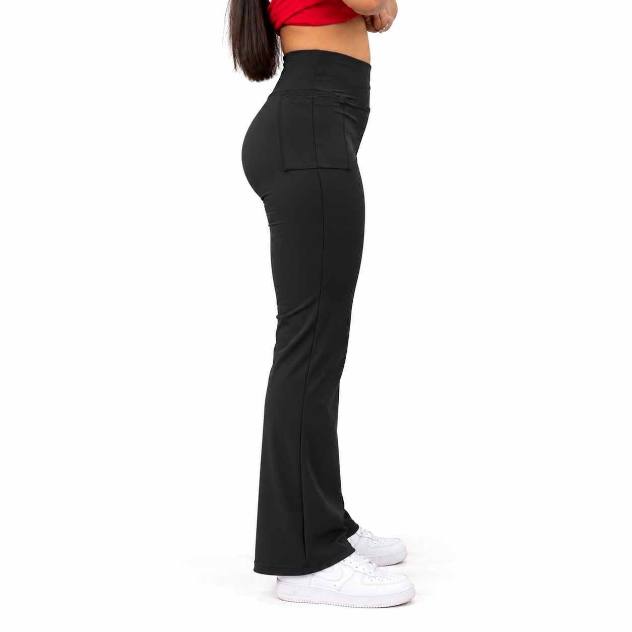 Black Nylon Sculpt Flare pants
