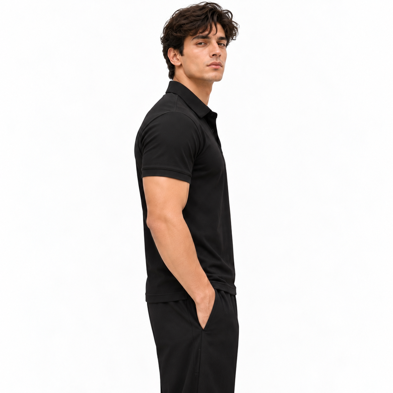 Men's Black Slim Fit Polo T-Shirt