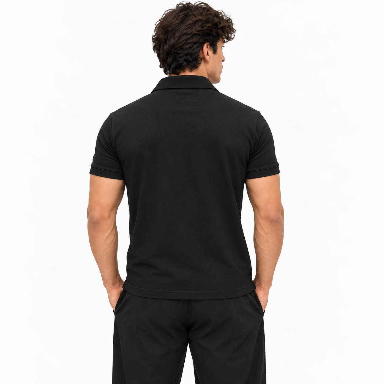 Men's Black Slim Fit Polo T-Shirt